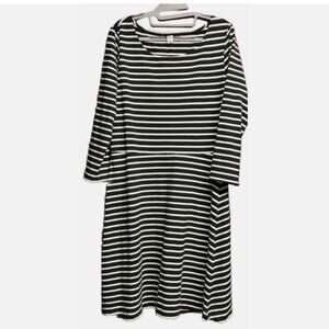 Old Navy dress black white horizontal striped Knee length Cotton Blend sz L NWT